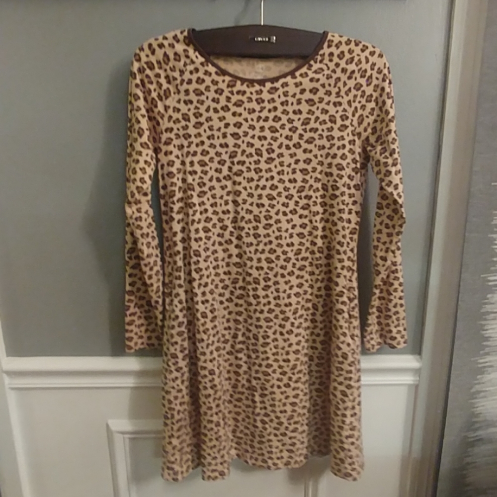 Girls cheeta print long sleeve dress